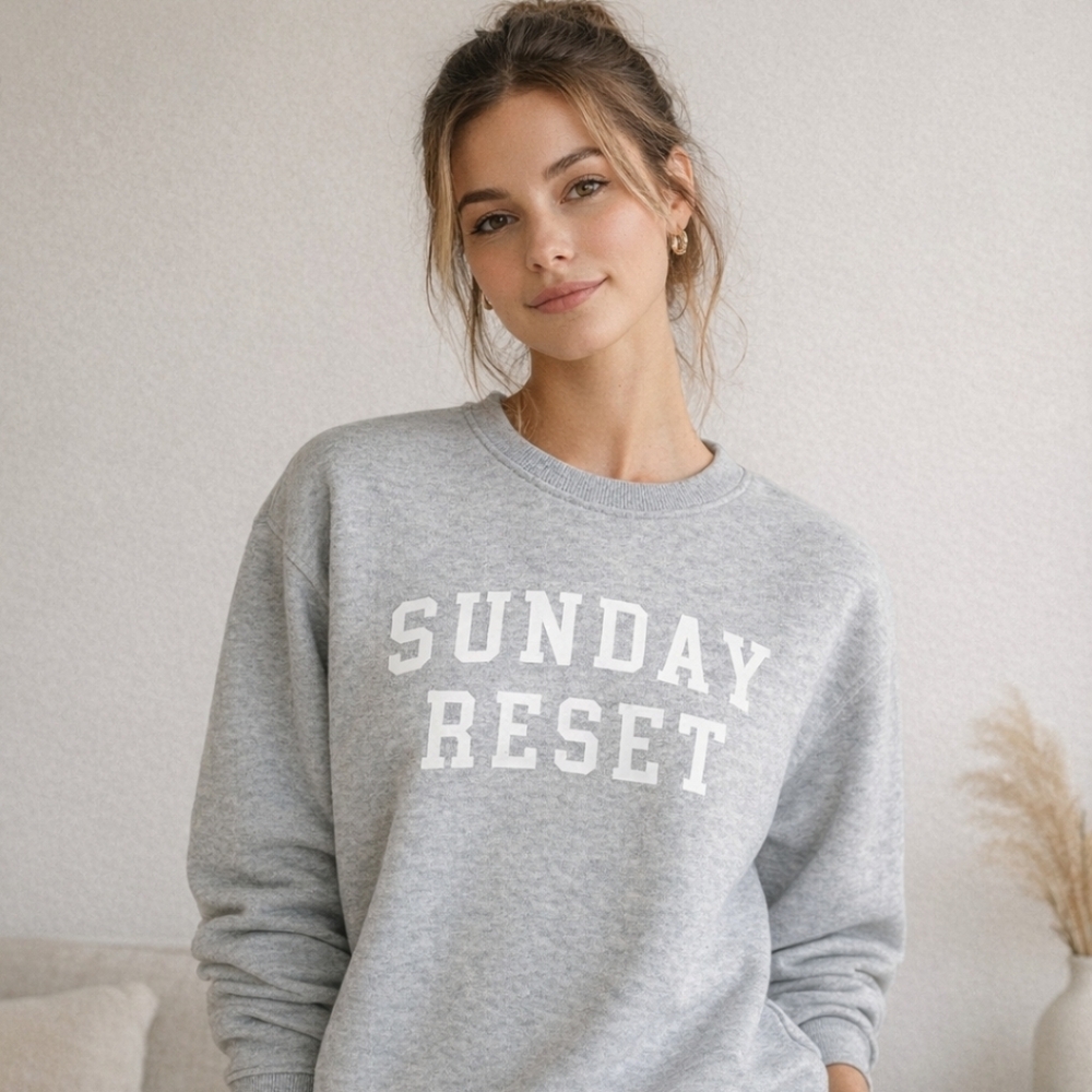 all in motion Gray "Sunday Reset" Crewneck Sweatshirt